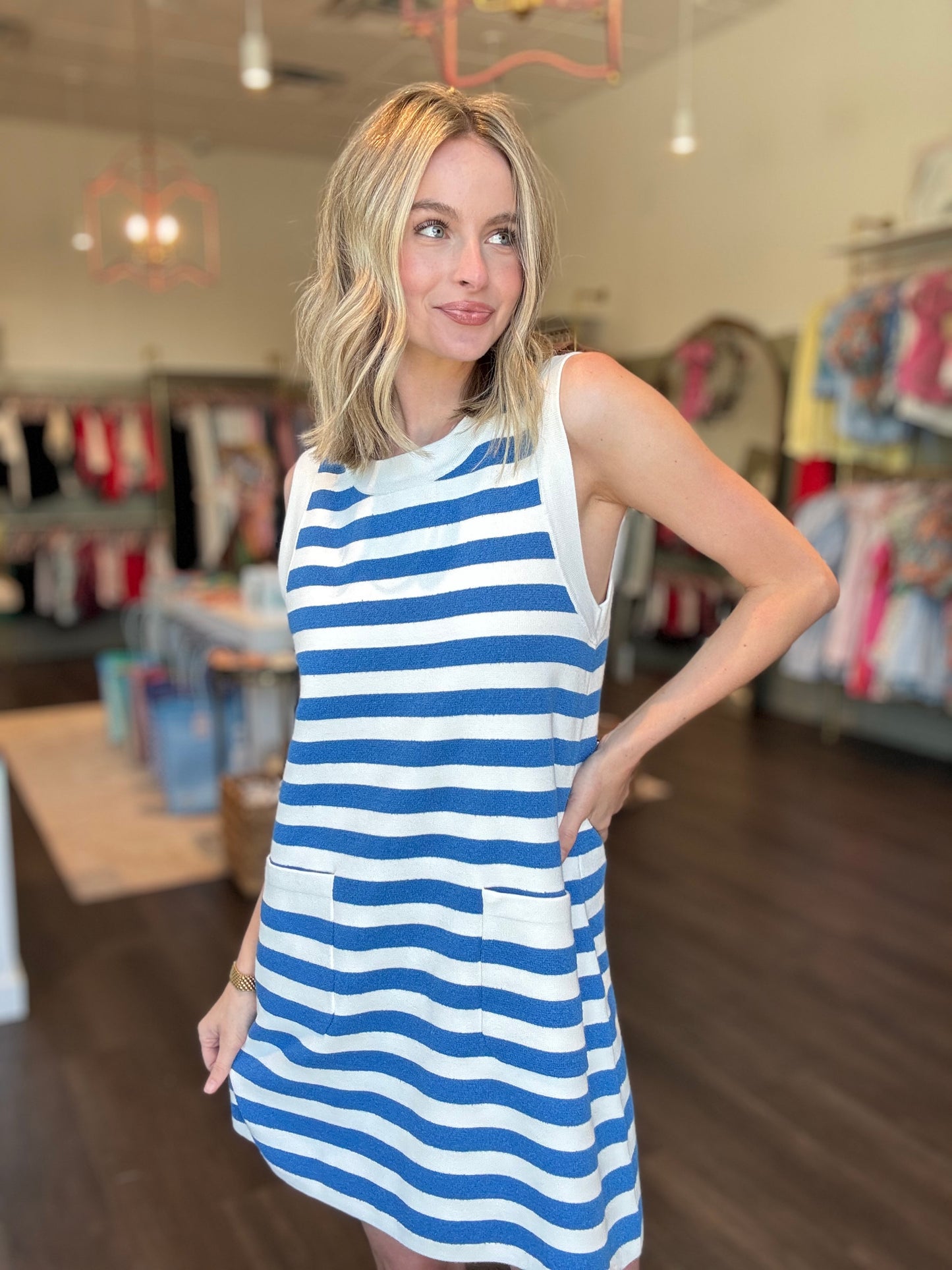 Knitted Stripe Sleeveless Dress