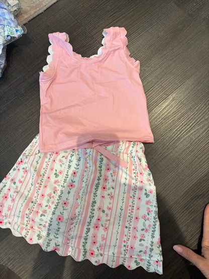 Kids Floral Scallop Skort Set (multiple prints)