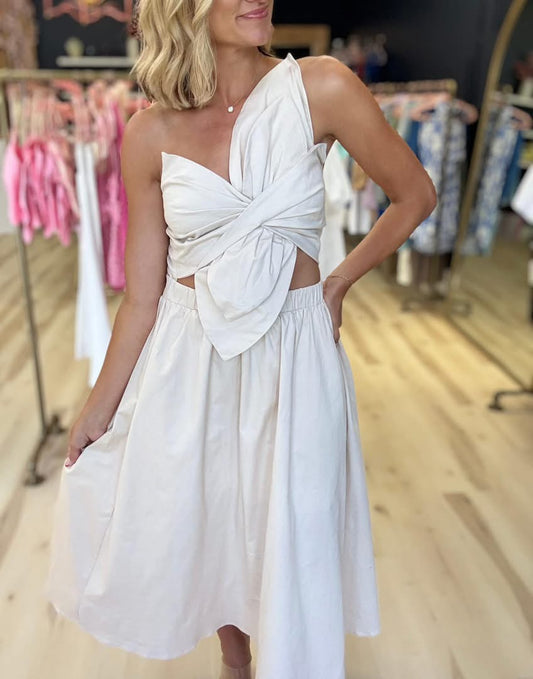 Ecru Front Twist Dress