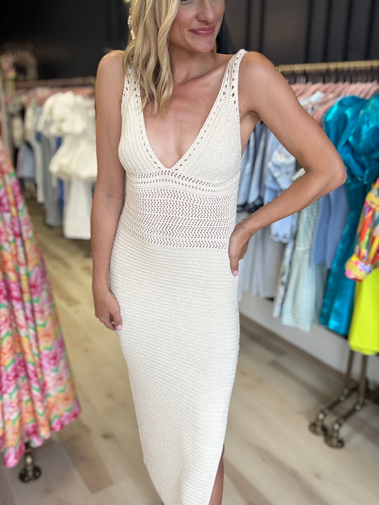 Back Tie Knit Midi Dress