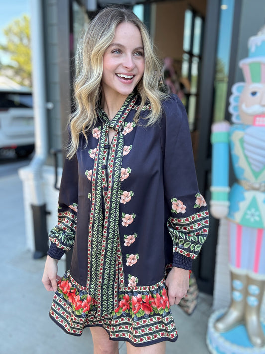 Elizabeth James Brit Bow Dress in Garland Stripe