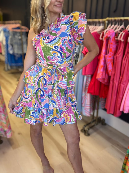 Paisley One Shoulder Dress