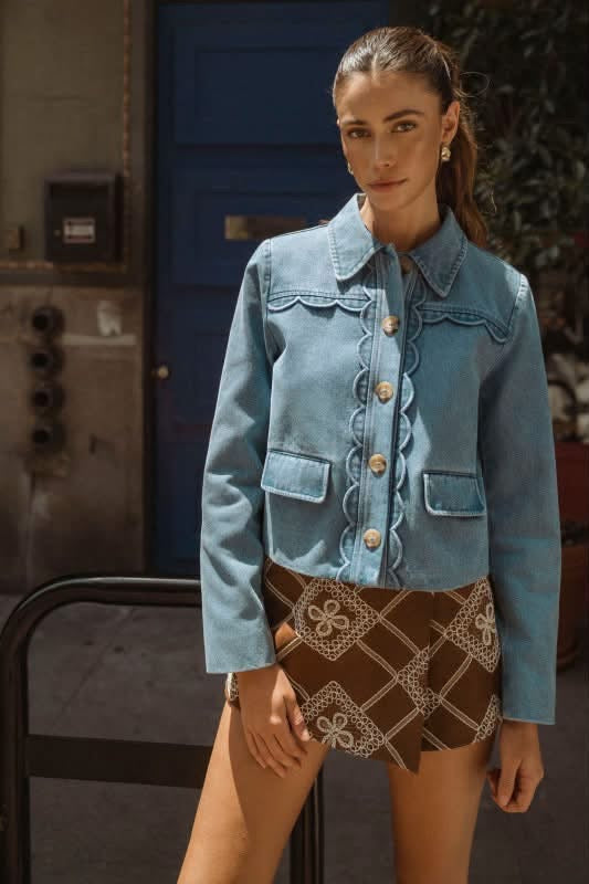 Denim Scallop Detail Jacket