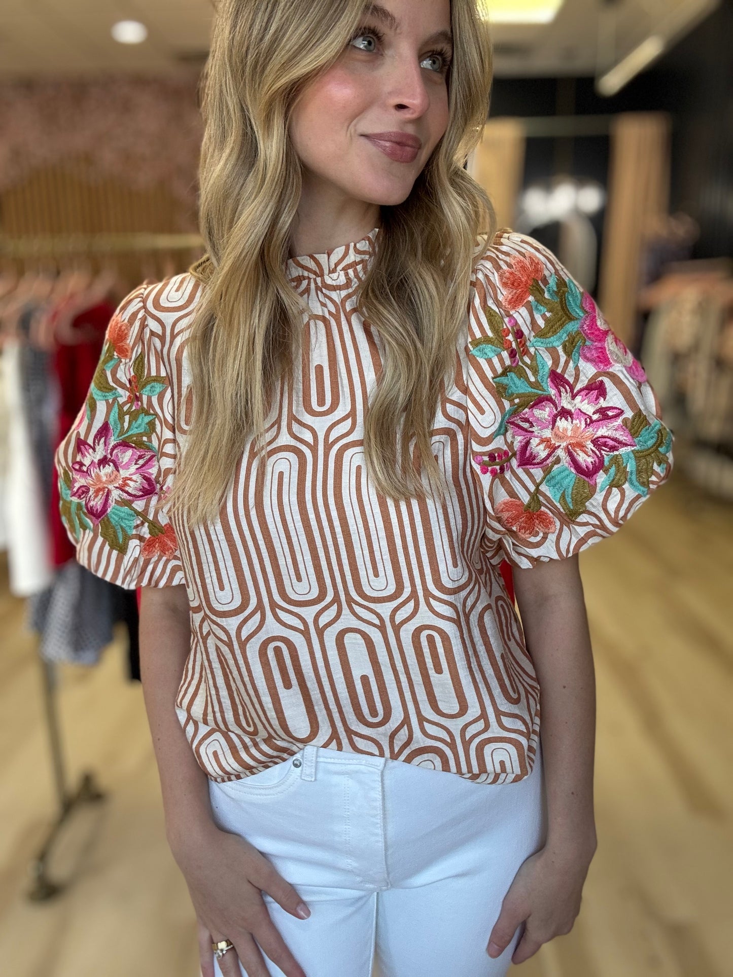 Flower Embroidered Top