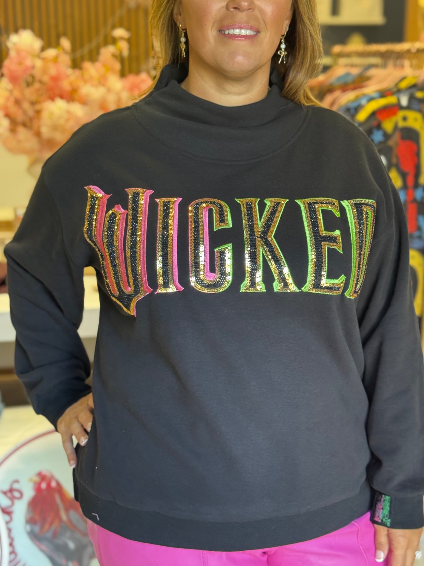 Queen of Sparkles Licensed Black "WICKED" Logo Sweatshirt
