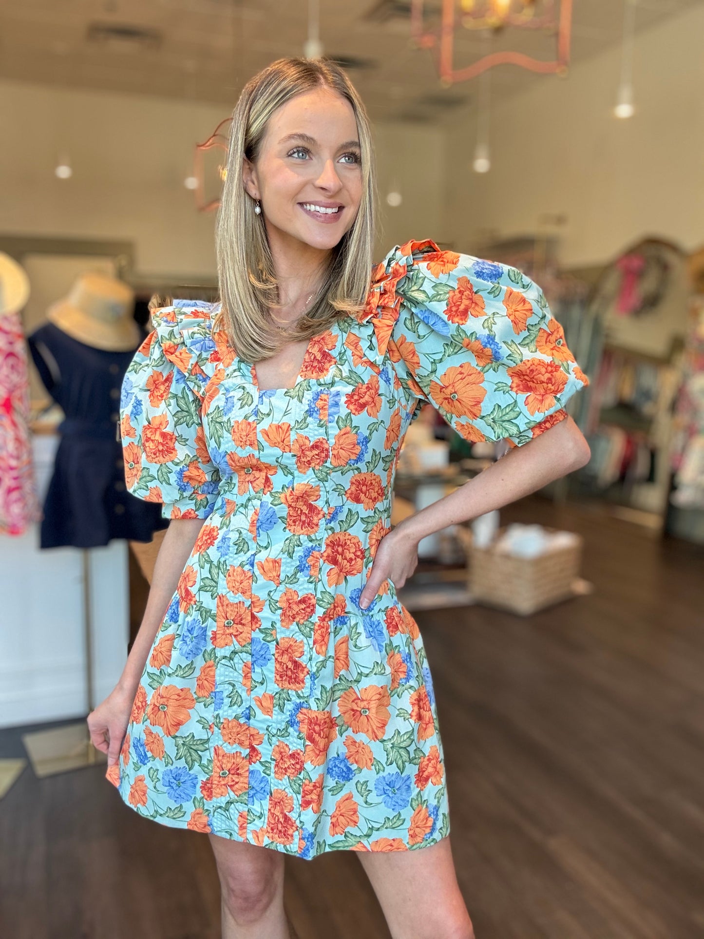 Kayla Floral Puff Sleeve Mini Dress