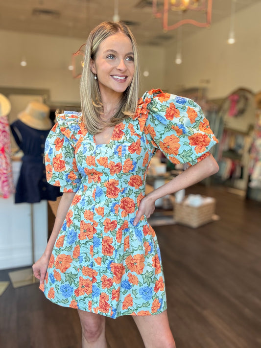 Kayla Floral Puff Sleeve Mini Dress