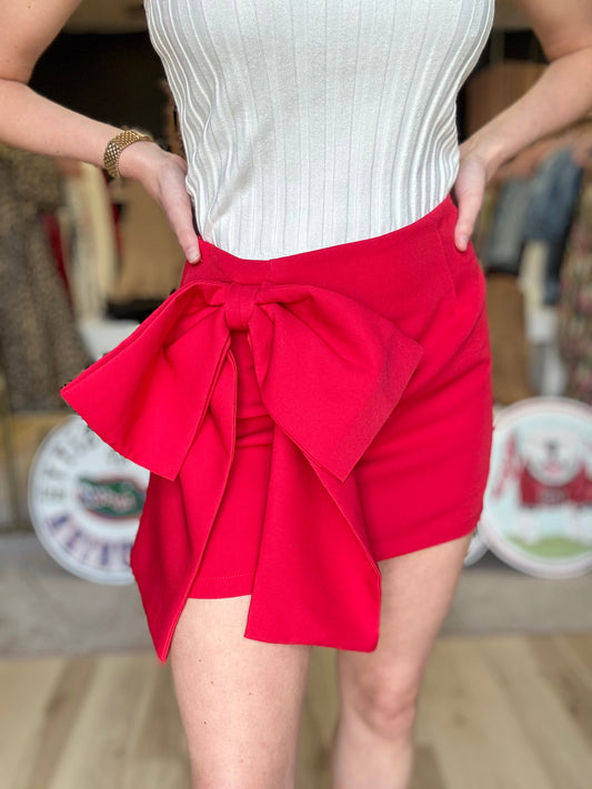 Red Bow Detail Skirt