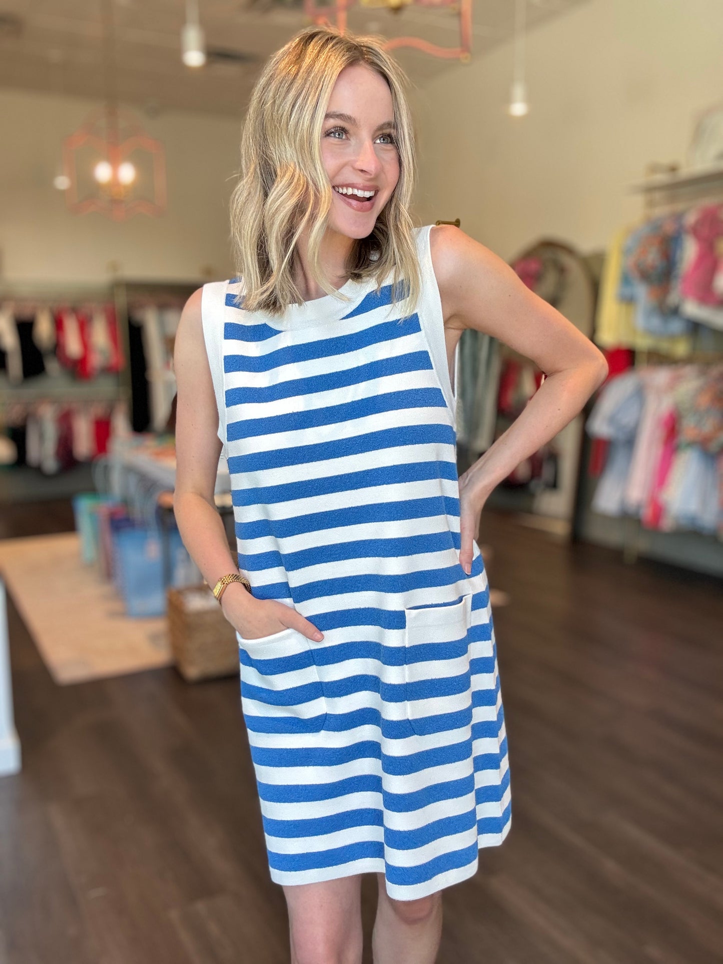 Knitted Stripe Sleeveless Dress