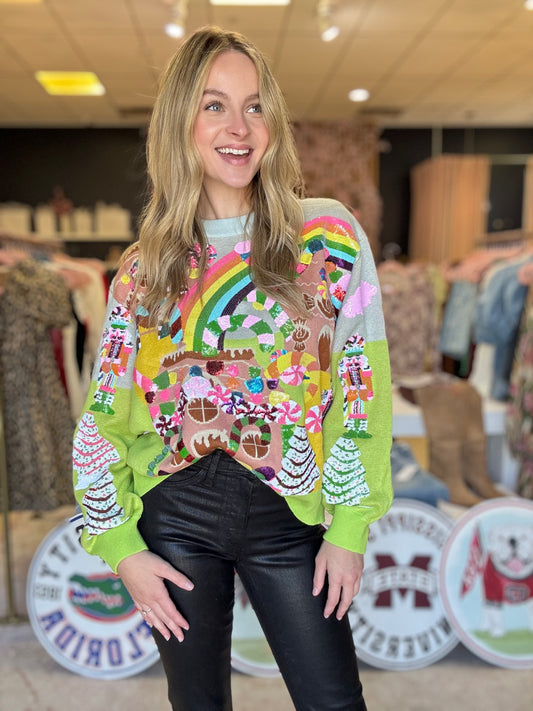 Queen of Sparkles Christmas Candyland Knit Sweater
