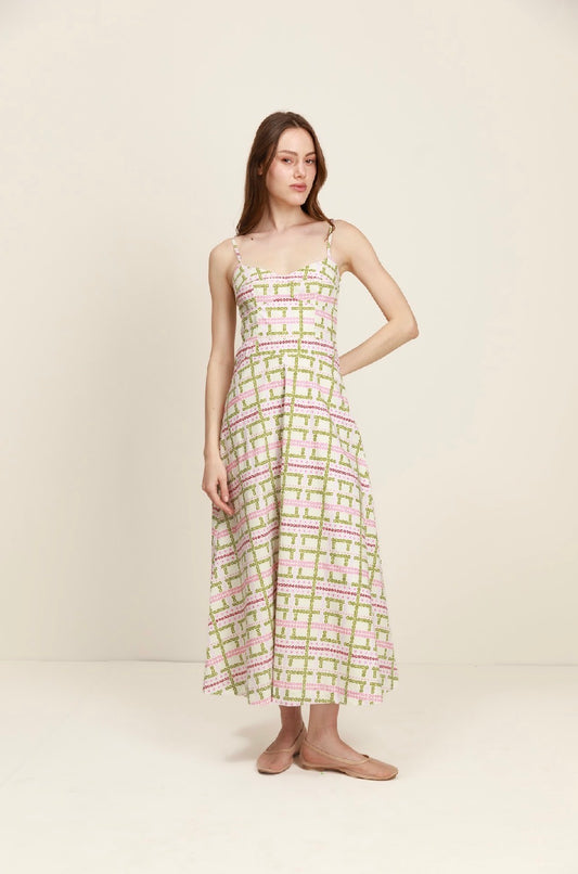 Project Adamo Flora Midi Dress in Green/Pink