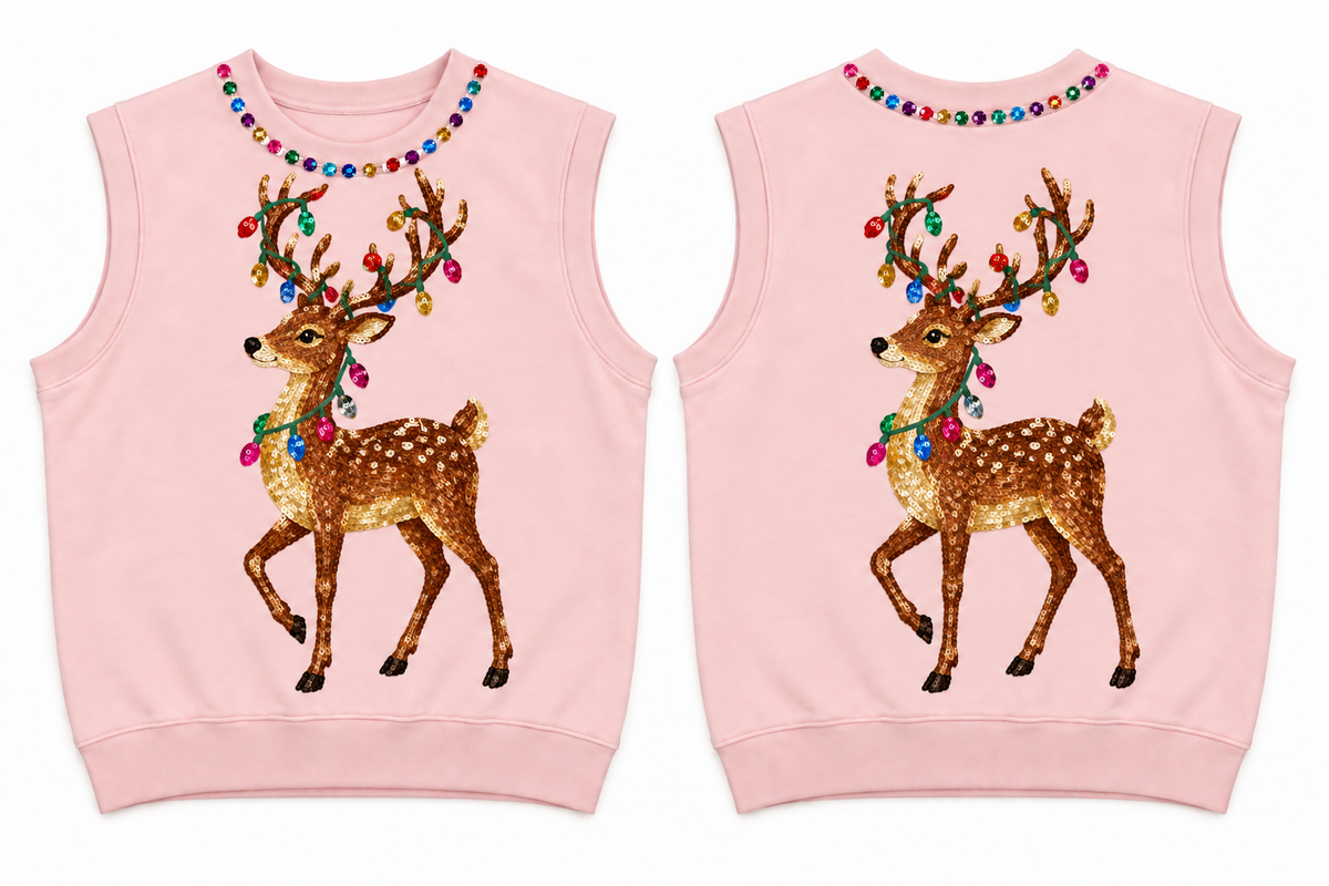 Christmas Sequin Reindeer Top (PREORDER) MOM + ME