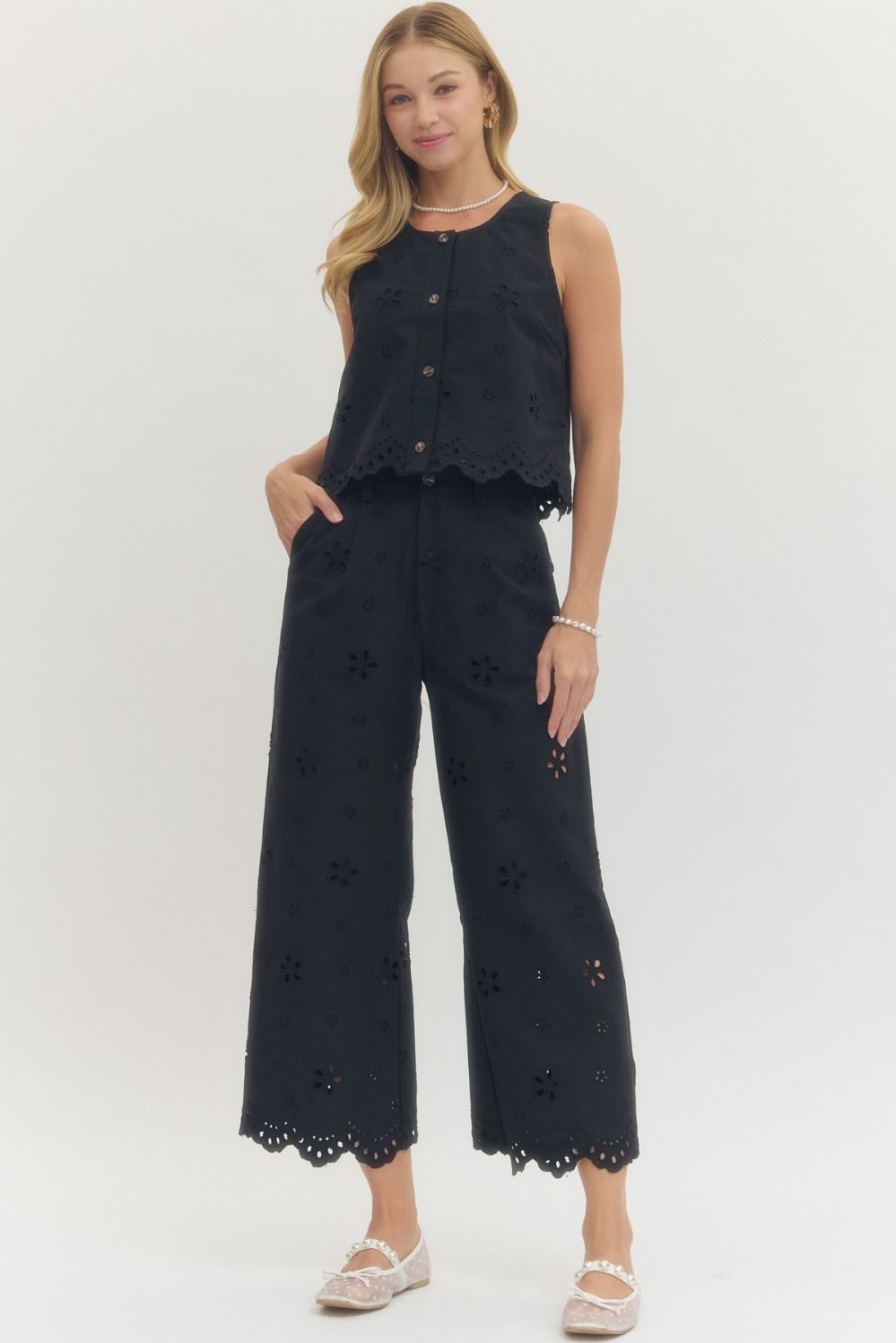 Eyelet Summer Set - Black