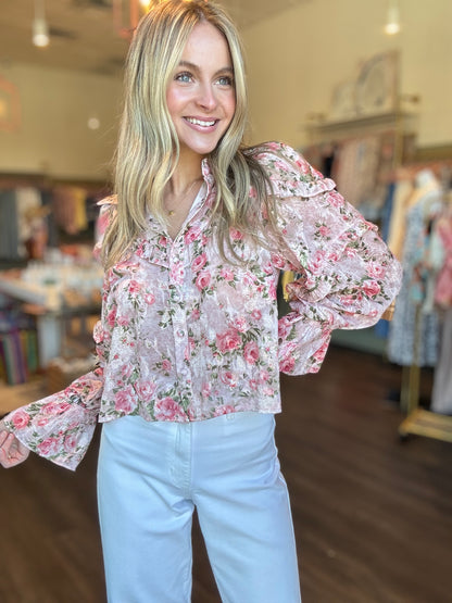 Dana Floral Ruffled Blouse