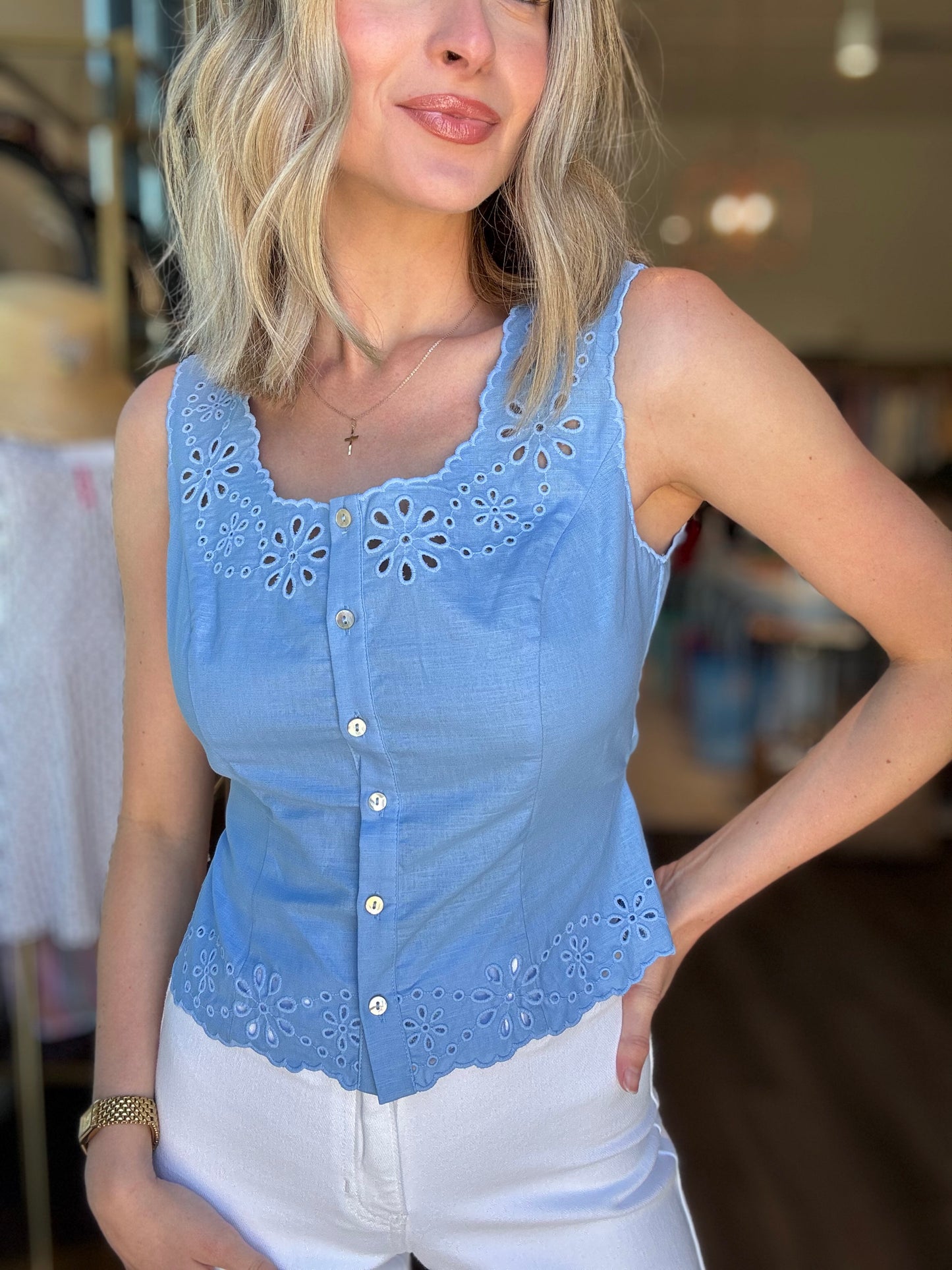 Eyelet Sleeveless Top