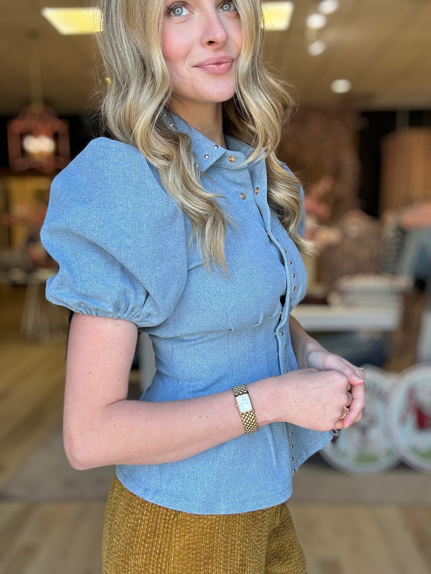 Emily Mccarthy Britt Top in Denim