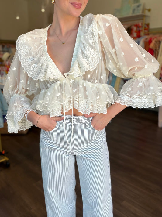 Chiffon Lace Detail Blouse