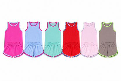 Kids Contrast Trim Butterfly Short Set