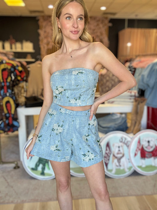 Denim Beaded Set