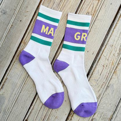 Women's Crew Socks - MARDI GRAS STRIPE (PREORDER)