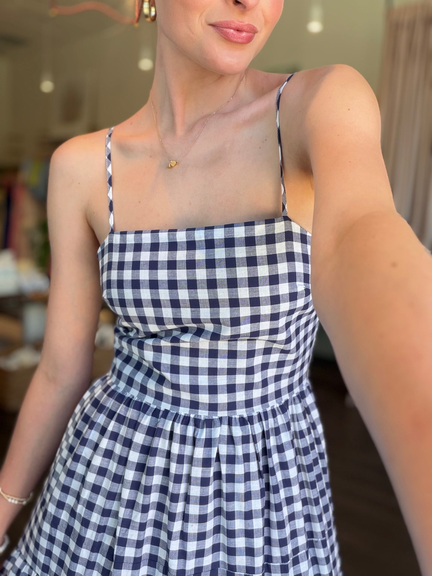 Ellis Gingham Tiered Maxi Dress