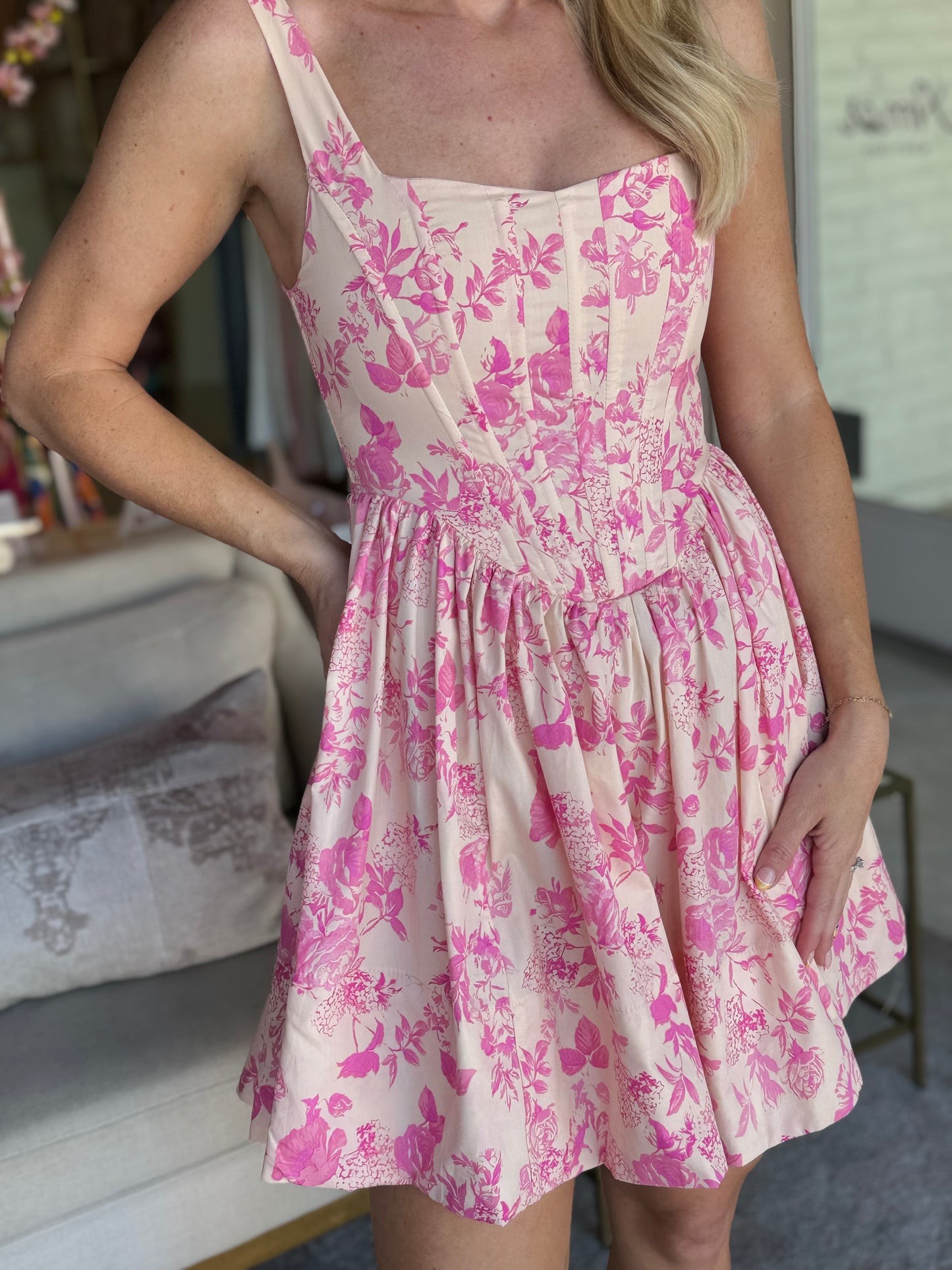 Corset Pink Floral Dress