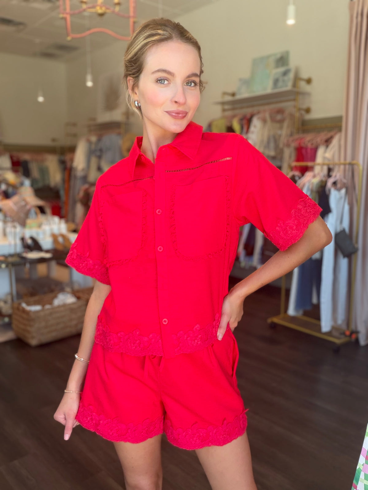 Red Lace Detail Set
