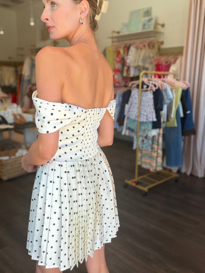 Polka Dot Off Shoulder Mini Dress