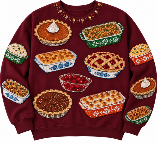 Thanksgiving Food Sequin Sweatshirt (MOM + ME) PREORDER