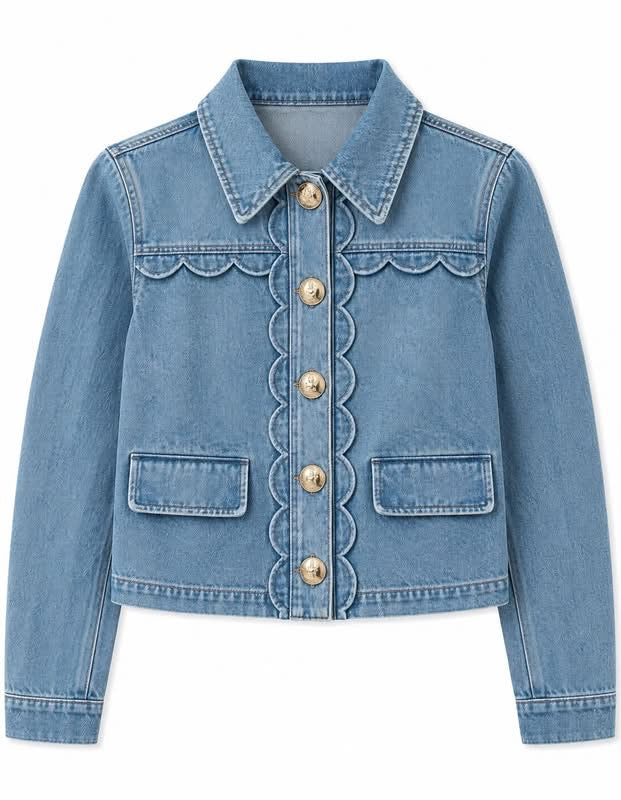 Denim Scallop Detail Jacket