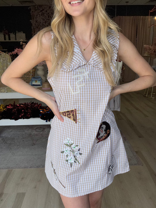 Queen of Sparkles Licensed FSU Mini Icon Gingham Collar Dress