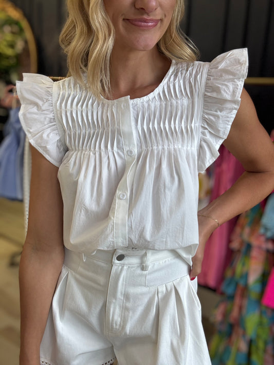 White Pintuck Blouse