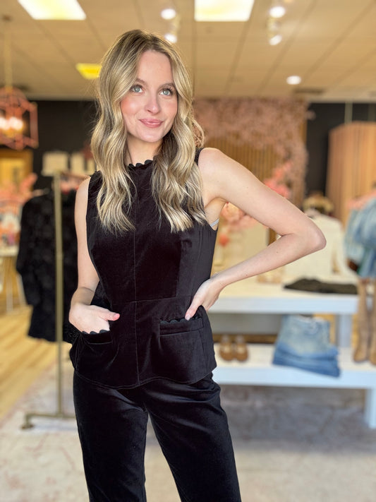 Elizabeth James Claire Top in Velvet Black