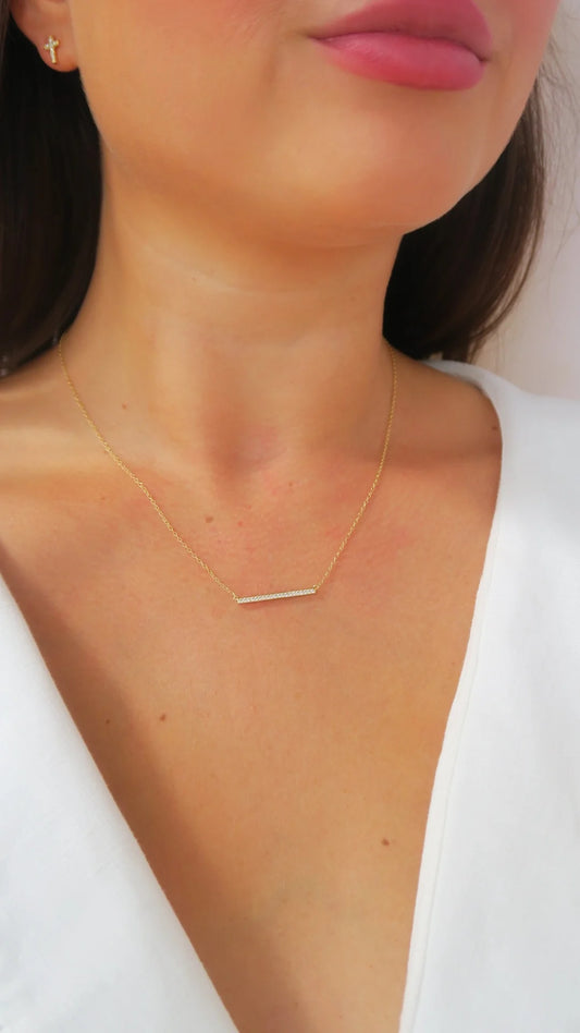 Micro Pave Bar Necklace