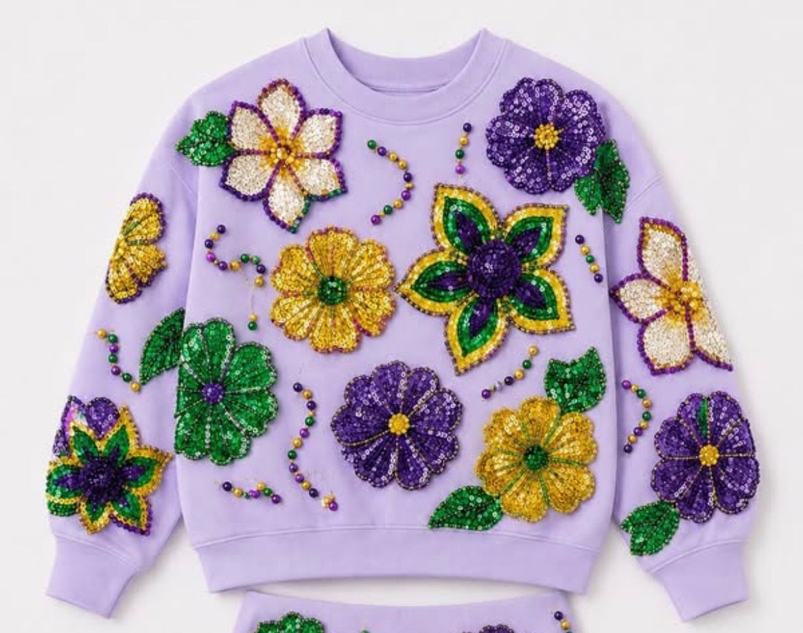 Float Flowers Mardi Gras Sweatshirt (PREORDER)
