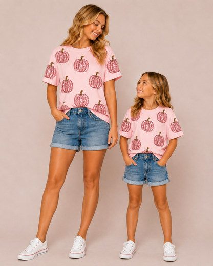 Mom + Me Sequin Pumpkin Tshirt Preorder