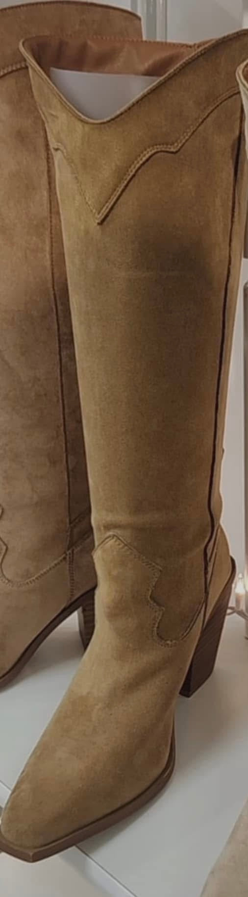 Suede Knee High Boot in Apricot