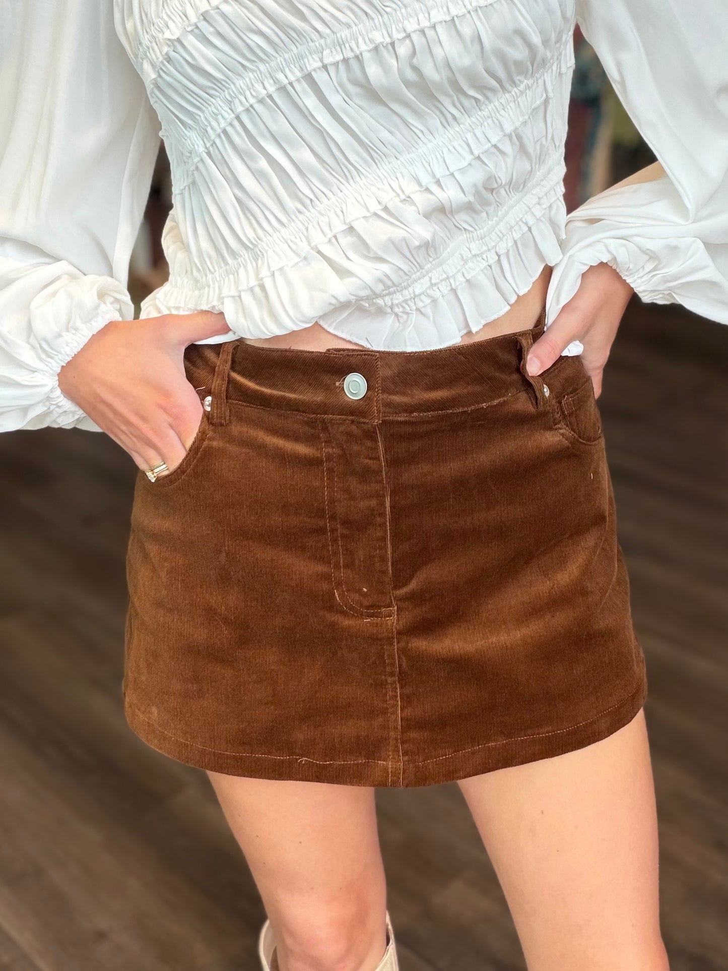 Corduroy Skort - Brown
