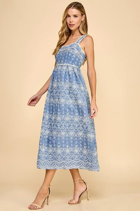 Blue Eyelet Midi