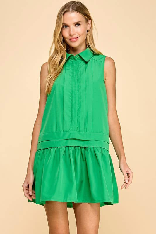 Sleeveless Collard Peplum Mini