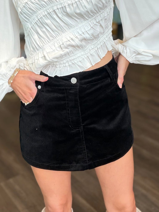 Corduroy Skort - Black