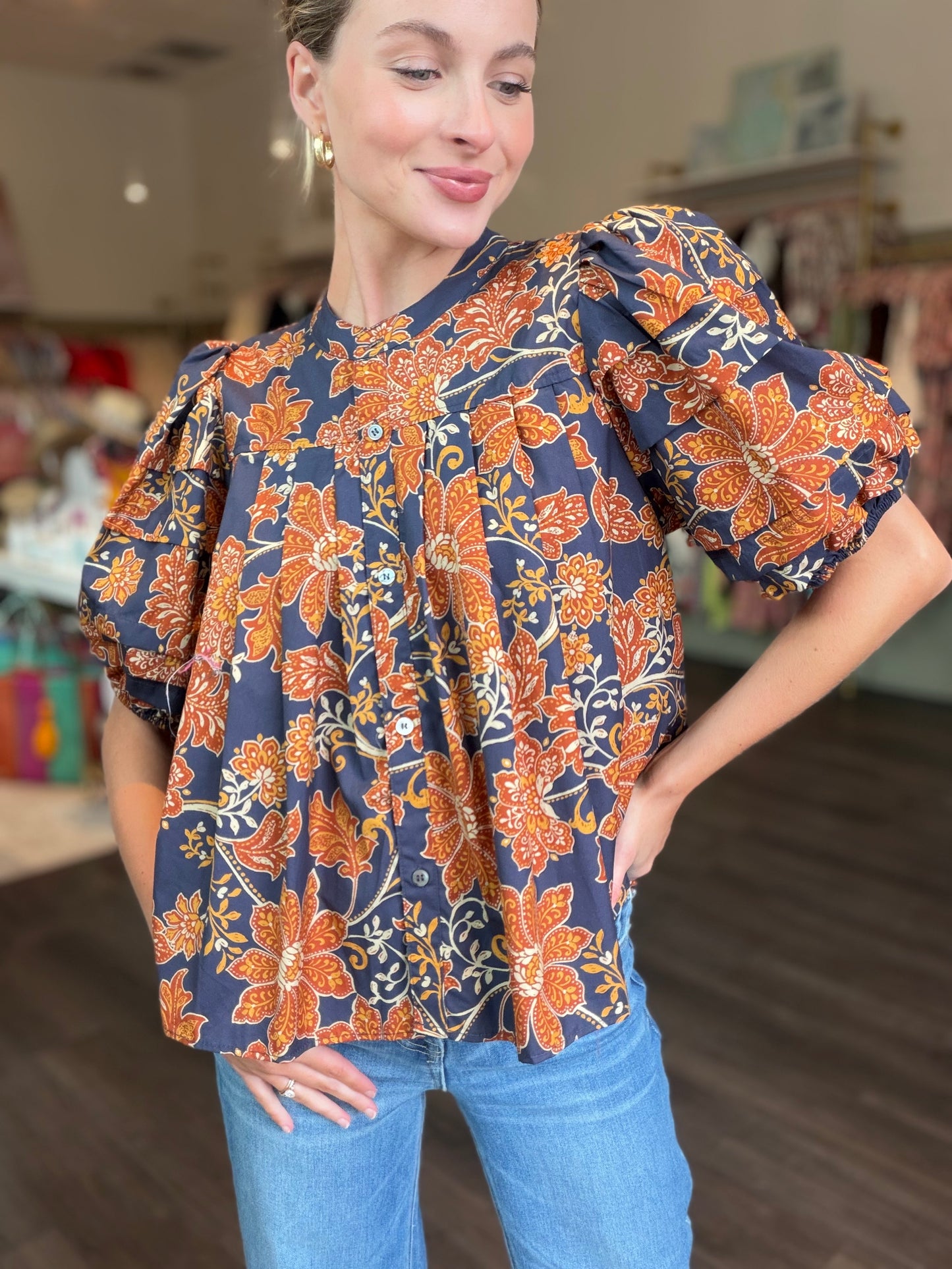 Zoey Floral Puff Sleeve Top