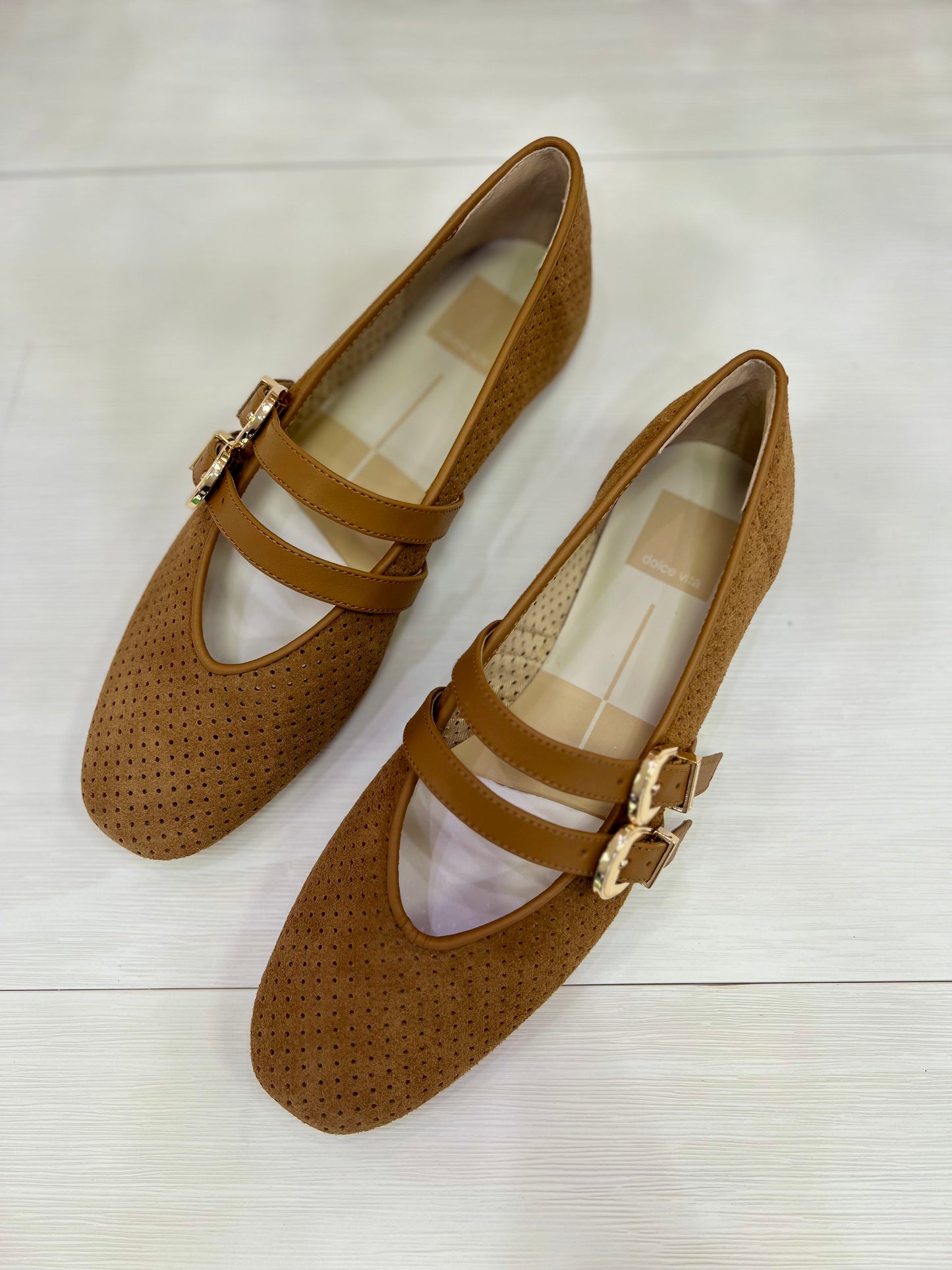 Dolce Vita Baylee Ballet Flats in Pecan Suede