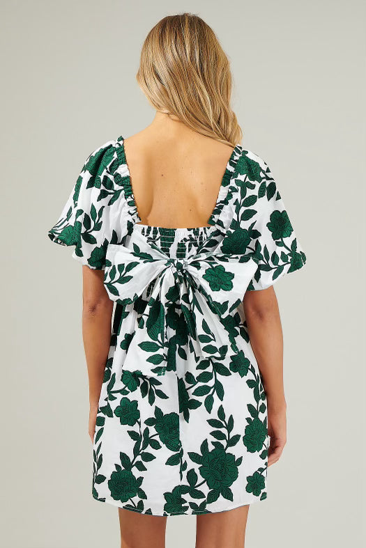 Green and White Floral Mini