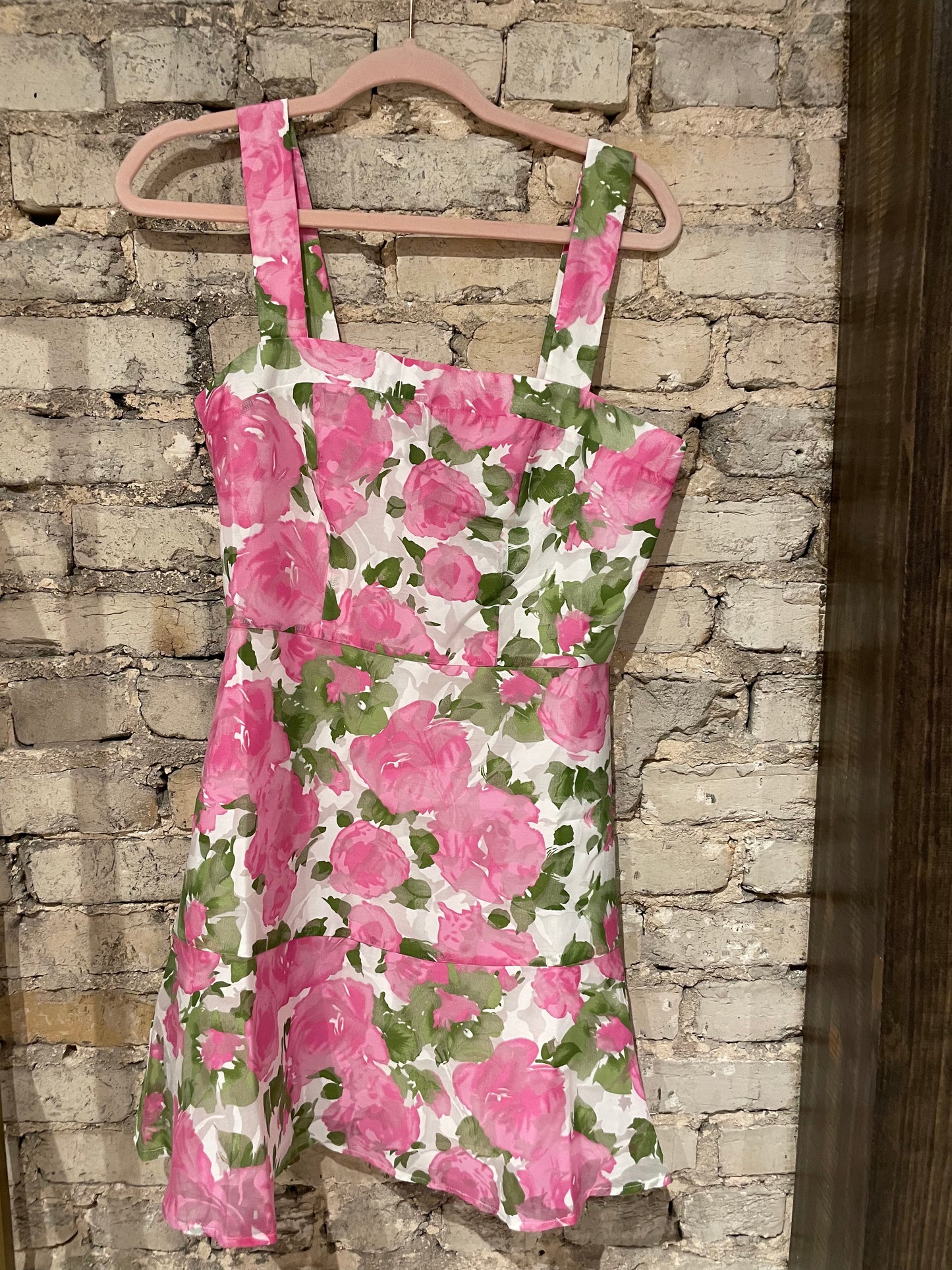 Pink and Green Floral Mini Dress