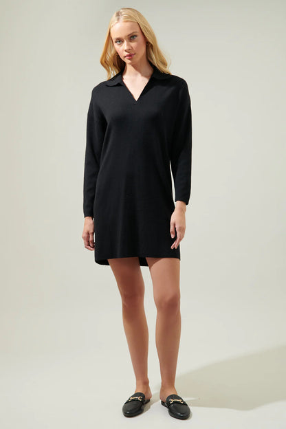 Emerla Relaxed Collared Sweater Dress