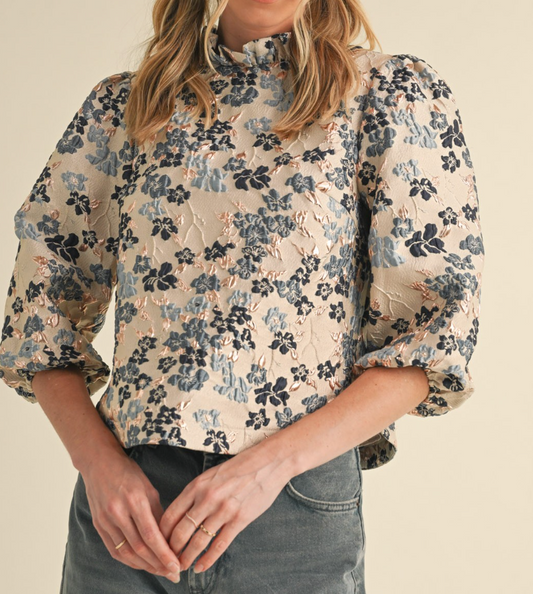 Metallic Jacquard Top