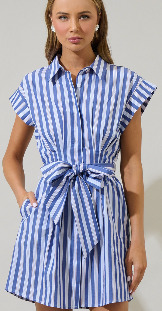 Striped Tie Waist Dress