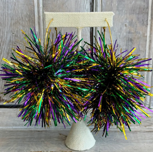 Mardi Gras Tinsel Pom Hoop