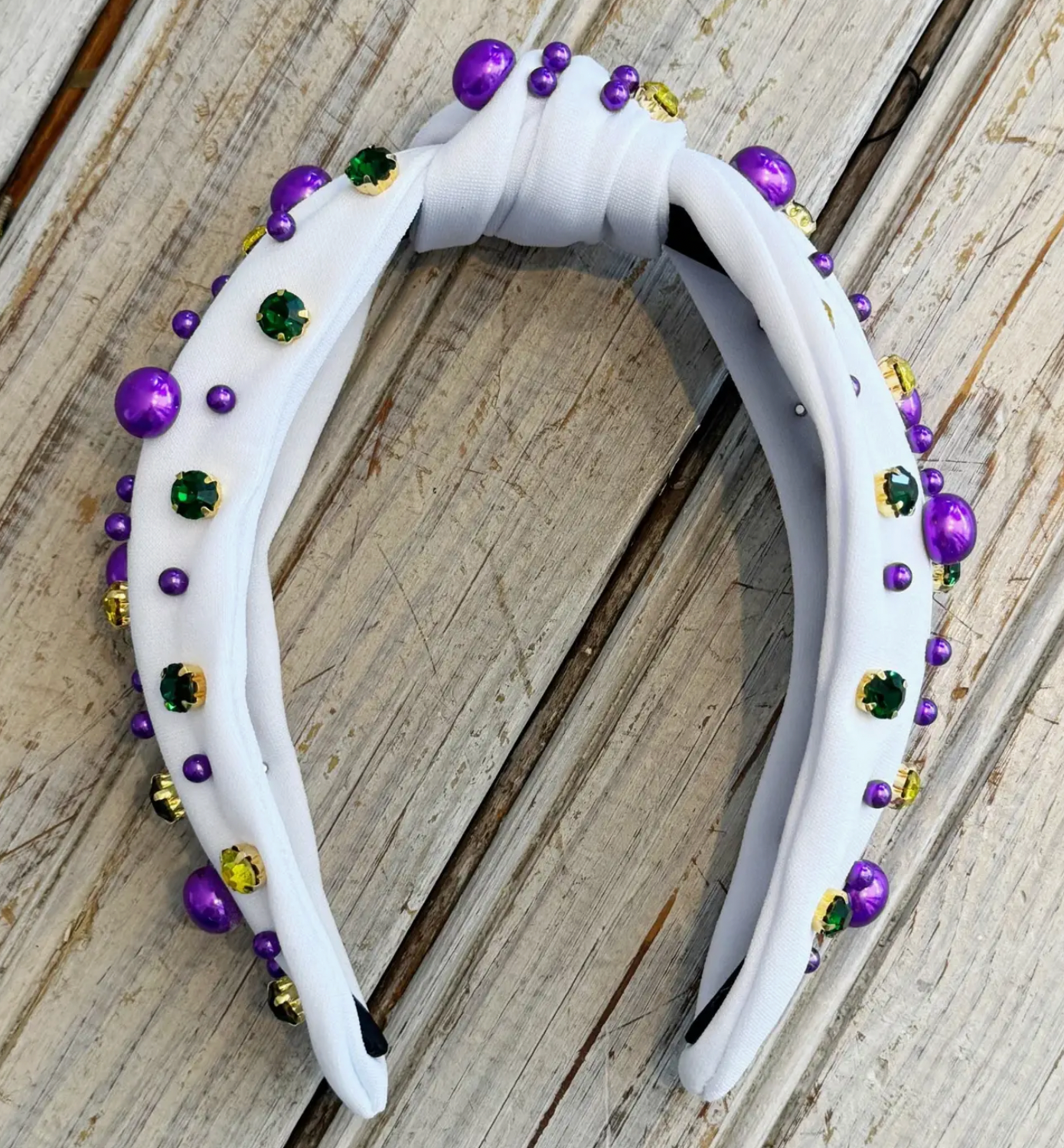 White Pearl Mardi Gras Headband